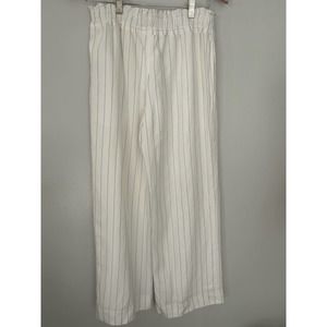 Club Monaco White Pinstripe Wide-Leg Trousers